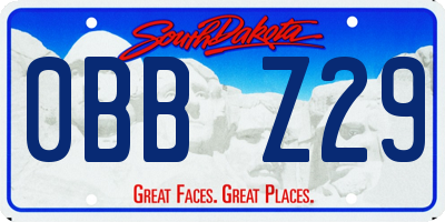 SD license plate 0BBZ29