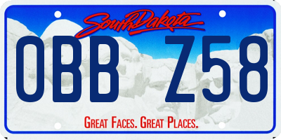 SD license plate 0BBZ58