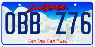 SD license plate 0BBZ76