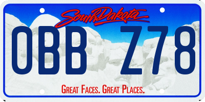 SD license plate 0BBZ78