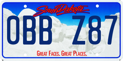 SD license plate 0BBZ87