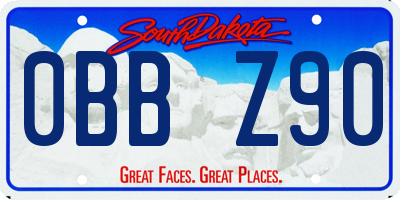 SD license plate 0BBZ90