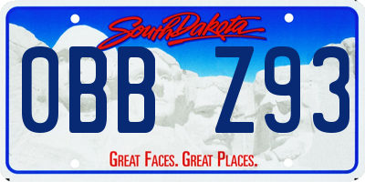 SD license plate 0BBZ93