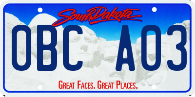 SD license plate 0BCA03
