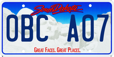 SD license plate 0BCA07