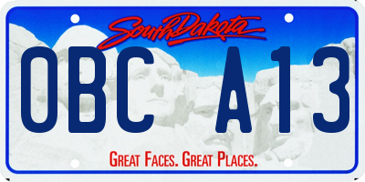 SD license plate 0BCA13