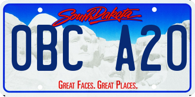 SD license plate 0BCA20