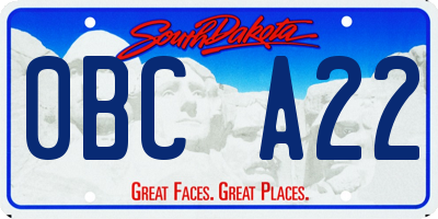 SD license plate 0BCA22