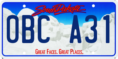 SD license plate 0BCA31