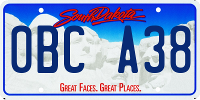 SD license plate 0BCA38