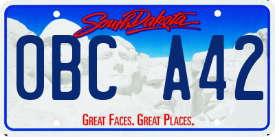 SD license plate 0BCA42