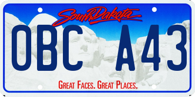 SD license plate 0BCA43