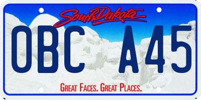 SD license plate 0BCA45