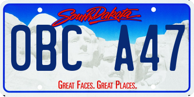 SD license plate 0BCA47