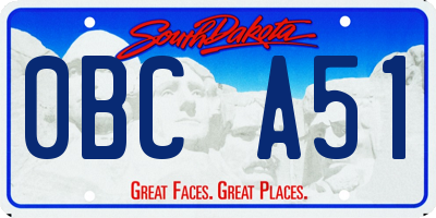 SD license plate 0BCA51