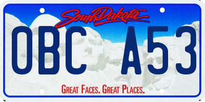 SD license plate 0BCA53