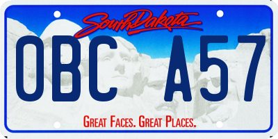 SD license plate 0BCA57