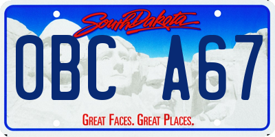 SD license plate 0BCA67