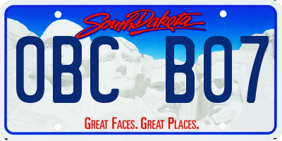 SD license plate 0BCB07