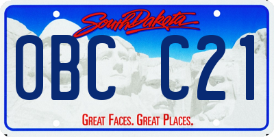 SD license plate 0BCC21