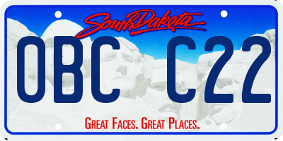 SD license plate 0BCC22