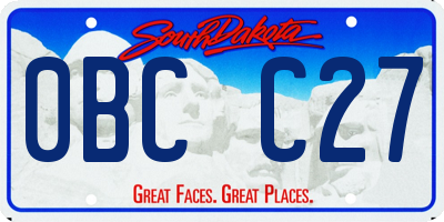 SD license plate 0BCC27
