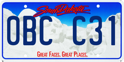 SD license plate 0BCC31