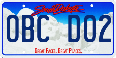 SD license plate 0BCD02