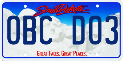 SD license plate 0BCD03