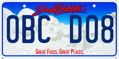SD license plate 0BCD08