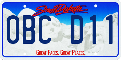 SD license plate 0BCD11