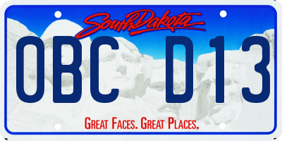 SD license plate 0BCD13