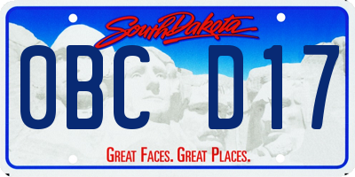 SD license plate 0BCD17