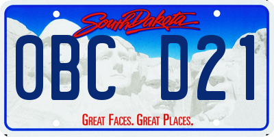SD license plate 0BCD21