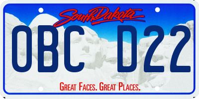 SD license plate 0BCD22