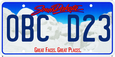 SD license plate 0BCD23