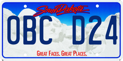 SD license plate 0BCD24