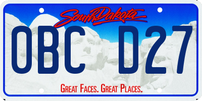 SD license plate 0BCD27