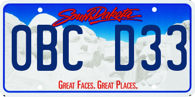 SD license plate 0BCD33