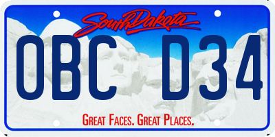 SD license plate 0BCD34