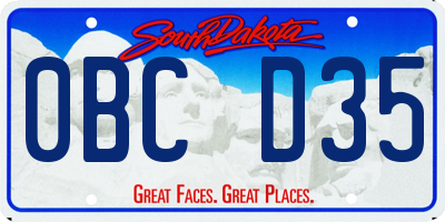 SD license plate 0BCD35