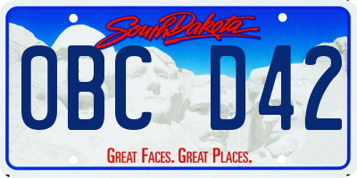 SD license plate 0BCD42