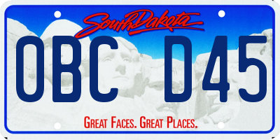 SD license plate 0BCD45