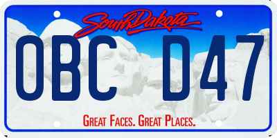 SD license plate 0BCD47