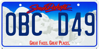 SD license plate 0BCD49