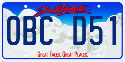 SD license plate 0BCD51
