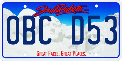 SD license plate 0BCD53