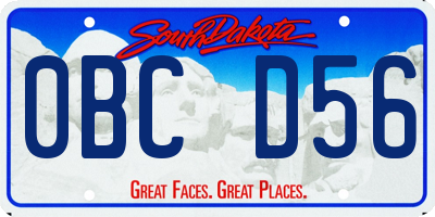 SD license plate 0BCD56
