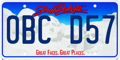 SD license plate 0BCD57