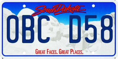 SD license plate 0BCD58